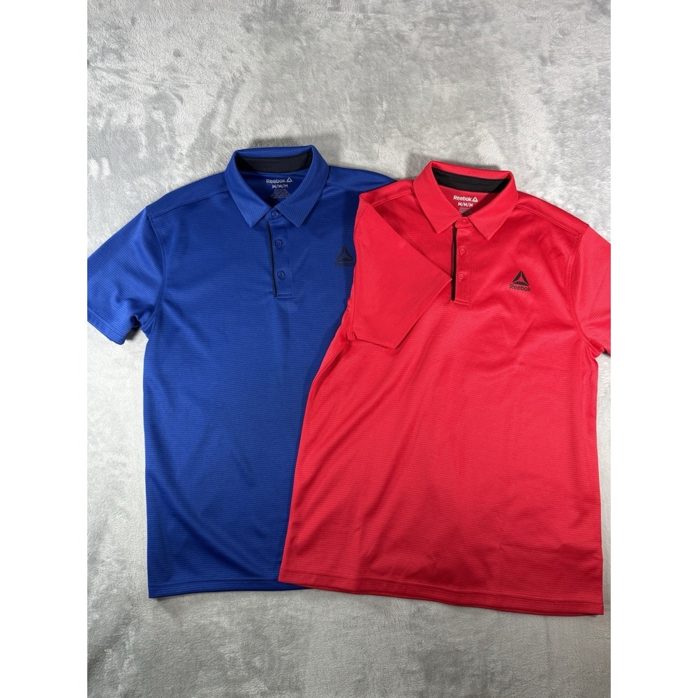 Lot‎ of 2 Reebok Shirts Men's Medium Red Blue Performance Polo
